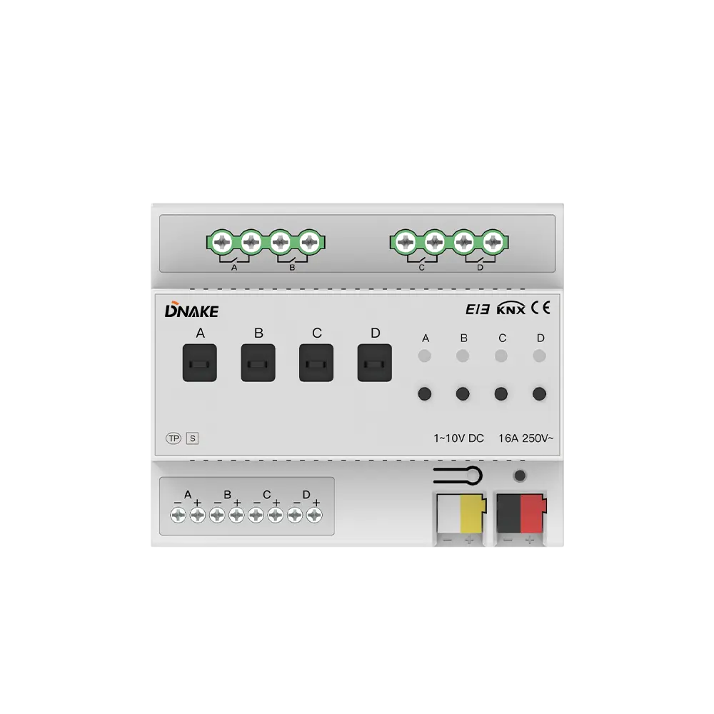 4-Channel-1-10V-Dimming-Module Module Gradateur 4 Canaux 1-10V KNX DNAKE – Contrôle Éclairage LED Professionnel Gradation Avancée – Image 1