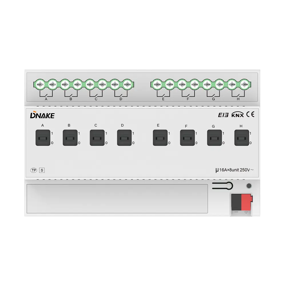 8-Channel-16A-Multifunction-Module Module Switch 8 Canaux 16A KNX DNAKE – Contrôle Éclairage & Charges Électriques Haute Puissance – Image 1