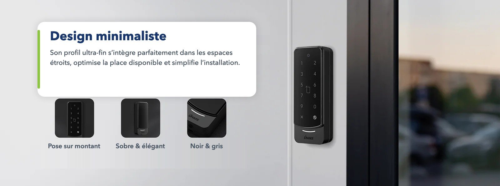 Terminal de contrôle d’accès DNAKE AC02C au design ultra-fin installé sur un montant de porte